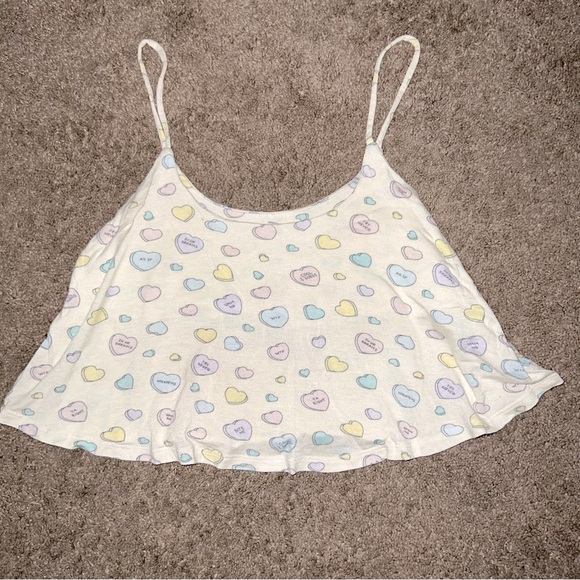 3/$15 Nollie Sweathearts Valentines Pj Cropped Tank XS - Picture 3 of 4
